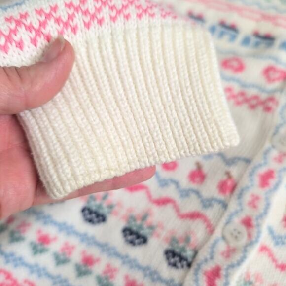 90s Eddie Bauer Cardigan Sweater Lamb Sheep Heart Duck Flower Granny Grandma L - Picture 5 of 9